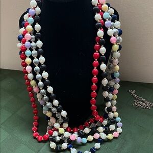 5 vintage Elegant silk Beaded Necklaces in various colors